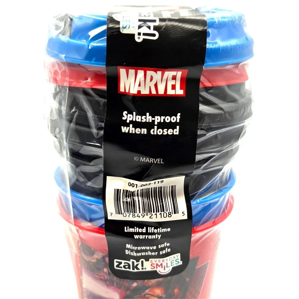 Marvel 4 Pack Reuseable 16.5 Oz. Cups‎ With Lids By Zak New